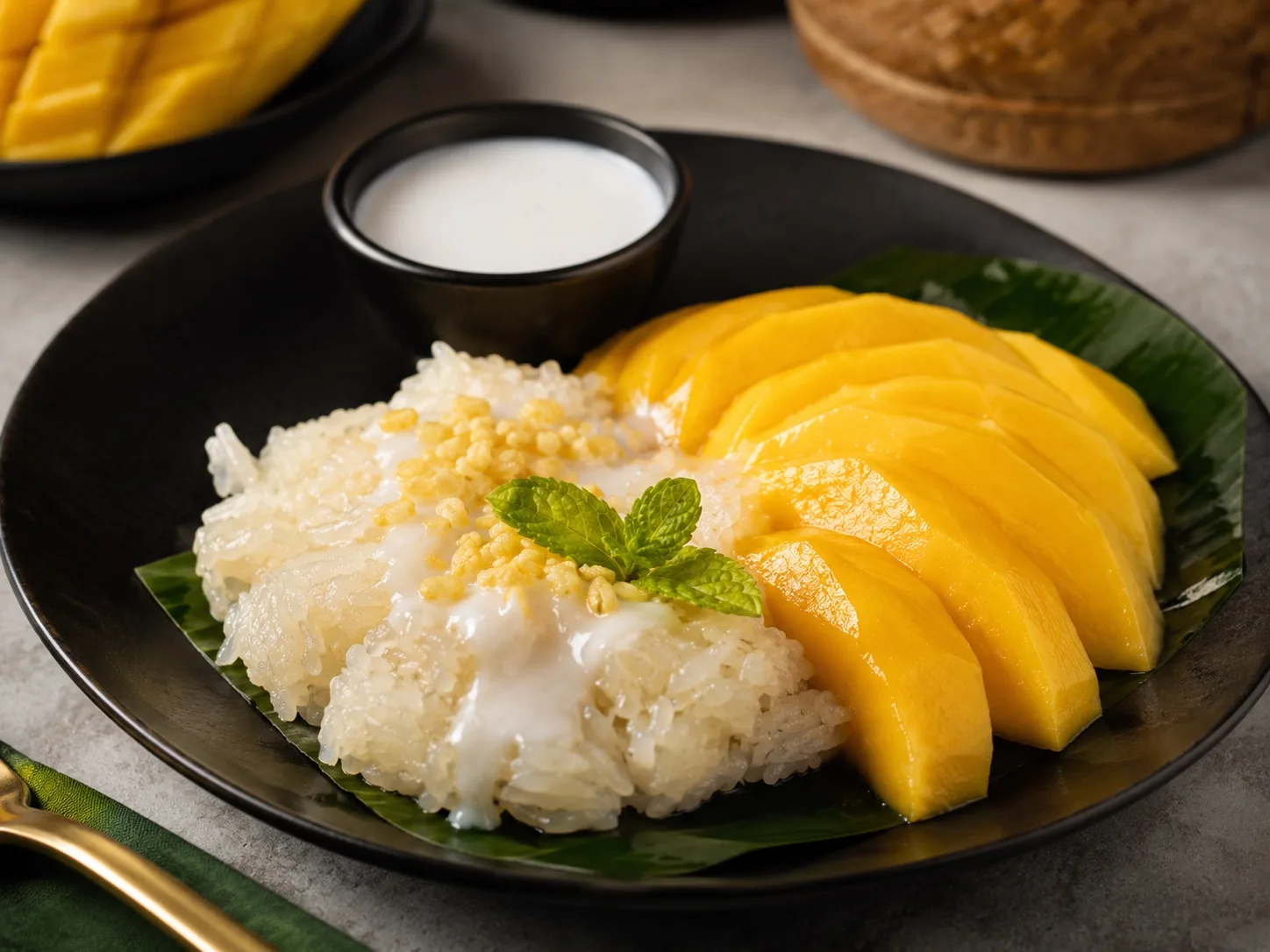 Mango sticky rice with coconut cream